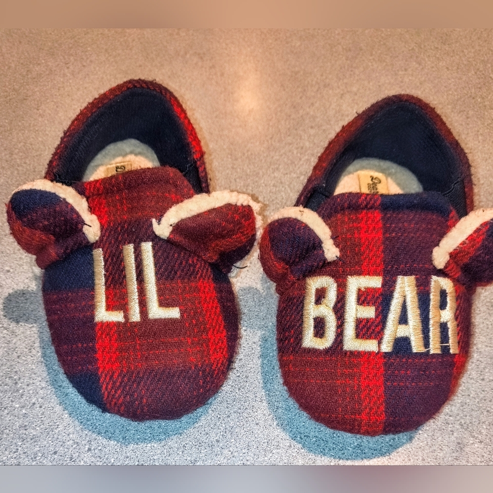 3/$8 Plaid Lil Bear Slippers